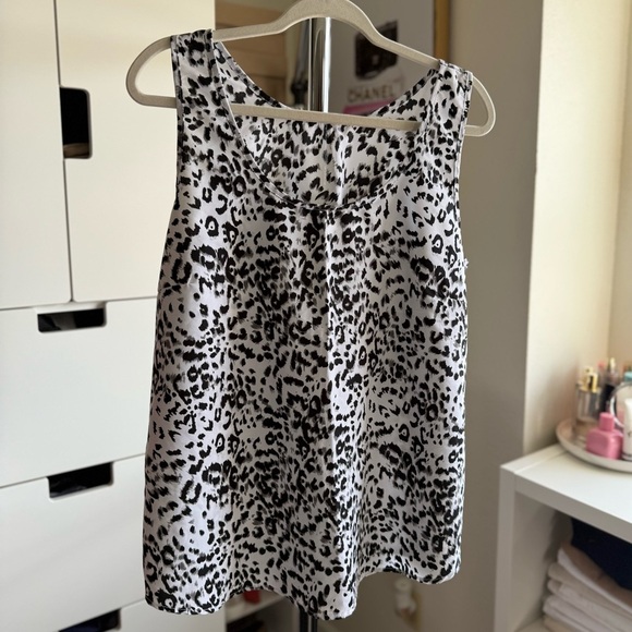NWOT White and Black Leopard Print Spring Summer Sleeveless Top Size XL - Picture 3 of 4